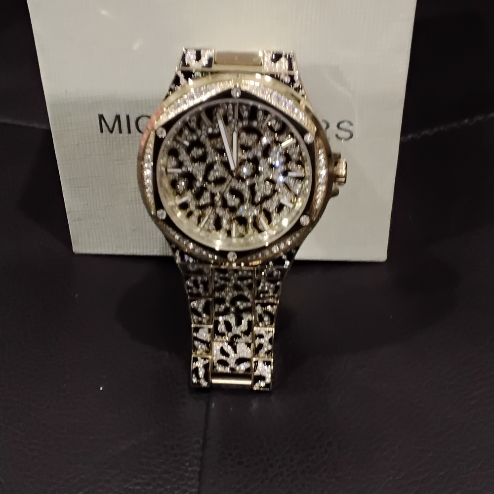 Michael Kors Gold and Black Patterned Watch